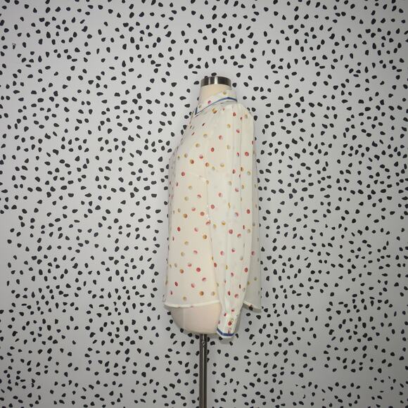 Modcloth Cream Polka Dot Print Be Buzzworthy Button Up Top - Picture 5 of 11